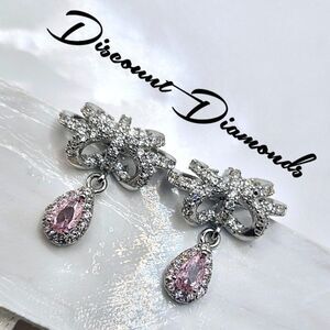 Pink & White Natural Topaz Stud Push Back Earrings on 925 Sterling Silver